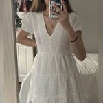 ZARA  100% Cotton Openwork Eyelet Embroidered V Neck Ruffle Dress Photo 3