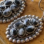 White Buffalo Sterling Silver Dangle Earrings Black Photo 1