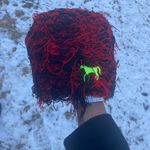 black furry punk wool beanie hat with neon horse look Multiple Photo 1