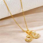 Monogram C Necklace Gold Tone Costume Jewelry Photo 3