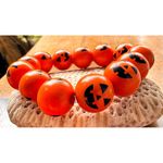 Jack O Lantern Halloween Stretch Bracelet New Wooden Beads Orange Festiv… Photo 6