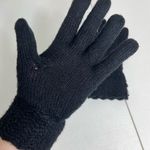 EUC Women’s solid black silver metallic button cuff soft knit winter warm gloves Photo 1