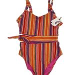Jessica Simpson Escape to Pacific Swimsuit SZ Small One Piece NWT Femme Stripe Photo 2