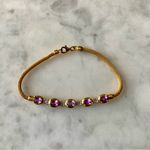 Dee Berkley Gold Over Sterling Silver Amethyst And Diamond Mesh Bracelet 7.25” Photo 1