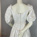 Vintage 1950s Wedding Dress House of Bianchi Southern Belle Basque Waist Bows White Size XS Photo 8