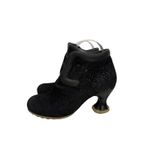 John Fluevog  Ankle Boots Womens 8.5 Black Hypnos Geometric Embossed Heeled Photo 2