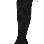 Ivanka Trump  Black Suede Knee High Almond Toe Block Heels Western Boots Size 8 Photo 0