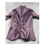 Tadashi Shoji Purple Shimmer Evening Peplum Blouse Ruched Sleeve Size 8 Elegant Photo 5