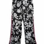Susan Graver  Floral Print Crop Wide Leg Pants Womens XLP Black White Pink Stripe Photo 0