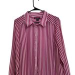 Roaman's Classic Long Sleeve Button Up Pinstriped Boyfriend Shirt Pink Size 18W Photo 2