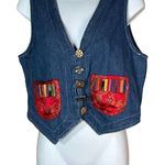 ‎Vintage Nina Piccalino Unique Denim Vest Size 8 Blue Photo 0