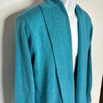 Coldwater Creek ‎ Shawl Cardigan Sweater Size M 10-12 Blue Merino Wool Blend Photo 1