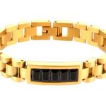New Gold Filled women’s 6.5” black stone bracelet Photo 0