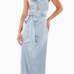 Show Me Your Mumu Adele Halter Maxi Dress In Steel Blue Luxe Satin Photo 4