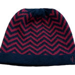 Lauren Ralph Lauren Lambswool Red Black Chevron Beanie Hat CP‎ Photo 0