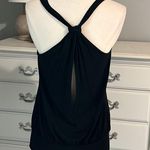 Made in Italy Solid Black Tank Bubble Hem Split Back Womens Medium Photo 4