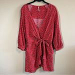 Free People ✨ Clara Red Floral Wrap Dress Front Tie Small Photo 3