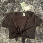 H&M Stylish Mesh Black Tie-Front Crop Top - Size XS - NWT Photo 0