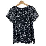 Loft Ann Taylor Navy Blue & White Mixed Polka Dot Short Sleeve Top S Photo 1