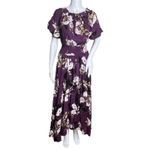 Jaase Dress Womens Small Plum Skies Purple White Floral Leah Maxi Off Shoulder Photo 1