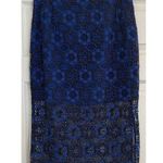 Sandro Paris Lagon Skirt Royal Blue Size 3 (30” Waist) Lace Crochet Overlay Photo 0
