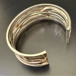 Vintage 925 Sterling Silver Modernist Brutalist Wrinkled Rippled Cuff Bangle Photo 13