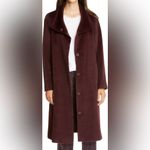 Eileen Fisher  High Collar Wool & Alpaca Blend Coat Casis Maroon XXS Photo 2