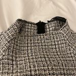 ZARA | Tweed 3/4 Sleeve Blouse Black White XS Mock neck Photo 3
