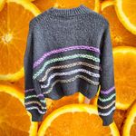 NVLT Striped Knit Sweater Pullover Crew Neck Cozy Casual Cute Medium‎ Black Photo 5
