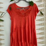 Free People  Orange Embroidered mesh Top M Photo 0
