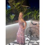 CAROLINE CONSTAS Blue Floral Mock Neck Sleeveless Trumpet Brigitta Gown Size M Size M Photo 6