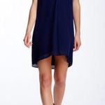 Vince 100% silk V-neck shift Draped Dress Size XS navy blue Photo 4