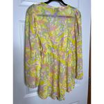 Beach Riot  Yellow Pink Romper Cover Up Medium Tie Front V Neck Photo 3