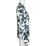 EXPRESS Shirt Womens Small Slim Fit Portofino White Blue Scroll Print Office Photo 1