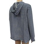 Denim&Co Navy White Nautical Stripes Stretch Full Zip Up Hoodie Jacket Womens 1X Blue Photo 5