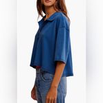 Free People NWT Denmark Polo Top in Bellweather Blue XL Photo 6