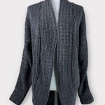 Pink Rose Back Ribbon Detail Chunky Cocoon long Cardigan Sweater (Grey) - Small Photo 0