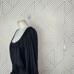 Eloquii Puff Sleeve Scoop Neck Tie Waist Dress Black Size 14 Photo 5