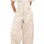 ZARA Women's Beige Cargo Jumpsuit Wide Leg Relaxed Fit Size S NWOT Photo 0