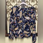 Lucky Brand  long sleeve tie vneck paisley top Photo 1