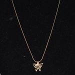 Dainty Chic Butterfly Gold Tone Link Chain Round Spring Clasp Necklace Like New Photo 0