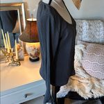 Gap  pointelle gray knit cotton blend swoop neck button down top thermal L Photo 6