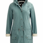Barbour  2 in 1 Convertible Teal Hooded Waterproof Hooded Rain Trench Coat Photo 0