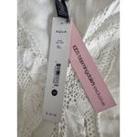 AQUA  White Mini Dress Crochet Lace Trim Puff‎ Sleeve V Neck XS Photo 9