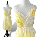 Layered Tulle & Lace Rosette Coquette Fairy Dress Butter Yellow Size Small Photo 1