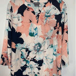 Van Heusen Women's Floral 3/4 Sleeve Criss-Cross V-Neck Blouse Multi-Color Sz XS Photo 0