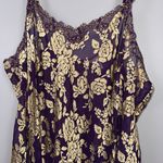 Cacique  Chemise Nighty Size 26/28 Purple Gold Floral Lace Semi-Sheer Negligee Photo 2