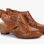 Pikolinos Romana Tan Brown Leather Closed Toe Slingback Wedge Sandals EU 40 US 9 Photo 0