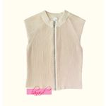 Alo Yoga Alo Denim Knit Sleeveless Full Zip Top Oat Milk Beige Cream Sweater Knit Zipper Photo 10