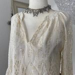 Lilly Pulitzer Matilda Cream Gold Leaf Bell Sleeve Silk Blouse S Photo 1